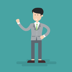 cool smiling asian businessman character people flat cartoon vector illustration