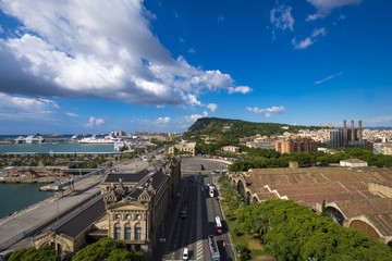 Panoramic of Barcelona from Colon monument