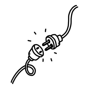 recommend clip art: unplug / cartoon vector and illustration, black and white, hand drawn, sketch style, isolated on white background.