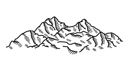 high mountain / cartoon vector and illustration, black and white, hand drawn, sketch style, isolated on white background.