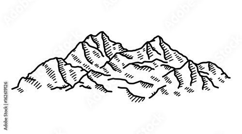 "high mountain / cartoon vector and illustration, black ...