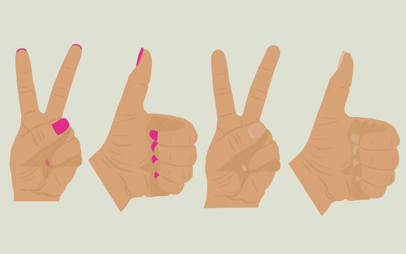 Hand gesture peace sign, symbol. Sketch vector illustration