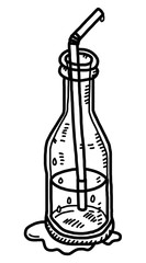drink bottle / cartoon vector and illustration, black and white, hand drawn, sketch style, isolated on white background.