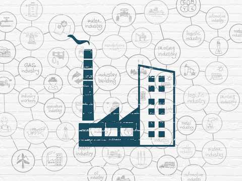 Industry concept: Industry Building on wall background