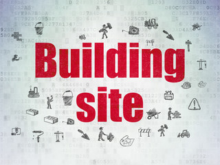 Fototapeta premium Construction concept: Building Site on Digital Data Paper background