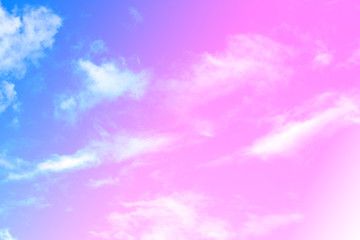 Obraz premium Blue sky background with white clouds, rain clouds on sunny summer or spring day. Color effect picture.