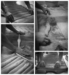 Collage of baguette making