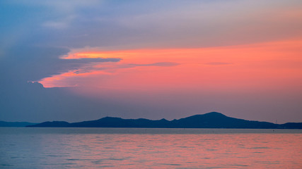 Fototapeta premium Sea mountains and Sunset
