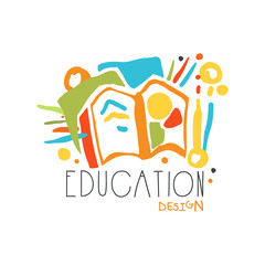 Fototapeta na wymiar Education label design, back to school logo graphic template