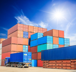 Fototapeta premium Industrial Container yard for Logistic Import Export business