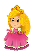 Cartoon character - royal princess cheerful standing and smiling - isolated illustration for children