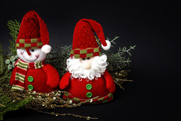 Christmas ornaments. Balls. Toys. Santa claus; Candles; Gifts;