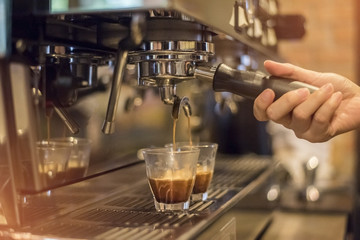 Barista Cafe Making Coffee Preparation Service on coffee machine