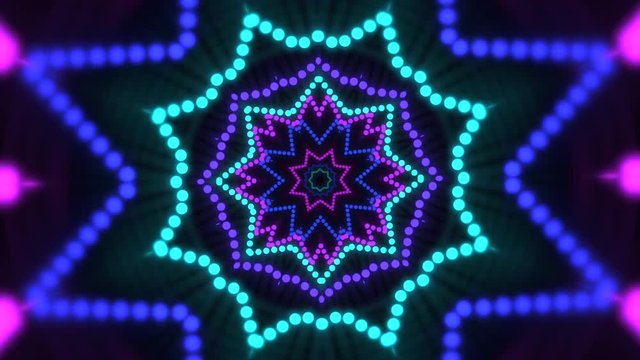 Stimulating kaleidoscope shapes on black