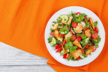 Fattoush or bread salad with pita