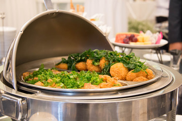  Catering food at a wedding party