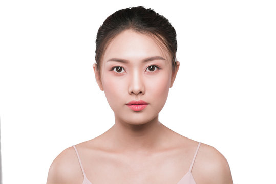 Beauty asian woman face portrait with perfect fresh clean skin.