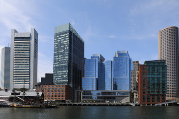 Fototapeta na wymiar View of the Boston, Massachusetts harbor skyline