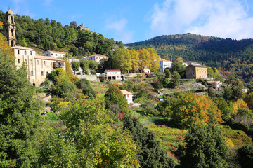Fototapeta na wymiar Village on Corsica Island, France