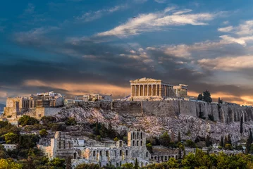 Foto op Plexiglas Rudnes Parthenon, Akropolis van Athene, voor zonsondergang