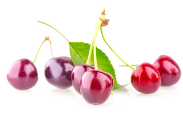 Ripe Cherry, isolated on white background.