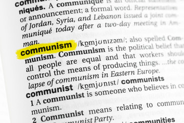Highlighted English word "communism" and its definition at the dictionary