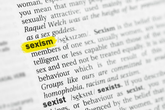 Highlighted English word "sexism" and its definition at the dictionary