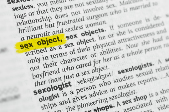 Highlighted English word "sex object" and its definition at the dictionary