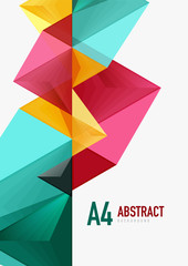 Triangular low poly vector a4 size geometric abstract template