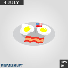 Breackfast eggs and bacon icon in trendy flat style isolated on grey background. Usa independence day symbol for your design, logo, UI. Vector illustration, EPS10.