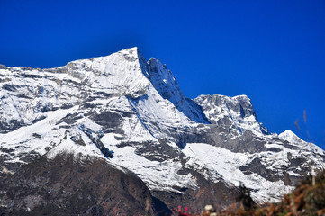 lobche and sulight flare from everest trek