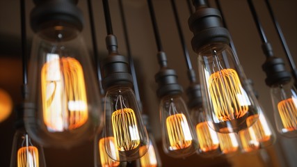 3D Rendering Vintage Light Bulbs