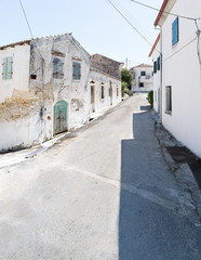 Main street of Rachtades village in Corfu