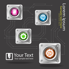 Customer Service Icons, Service sign shiny with Circuit boards.