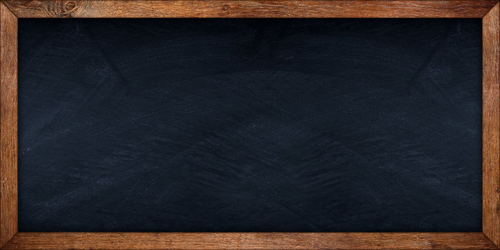 wide blackboard with wooden old rustic oak frame slate background / Schiefertafel tafel mit Holzrahmen aus eiche alt 