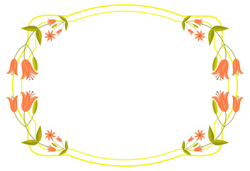 Elegant wedding frame with orange lilies. Vector clip art.