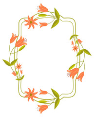 Elegant wedding frame with orange lilies. Vector clip art.