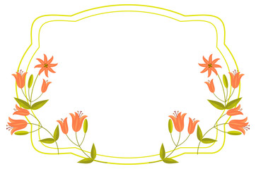 Elegant wedding frame with orange lilies. Vector clip art.
