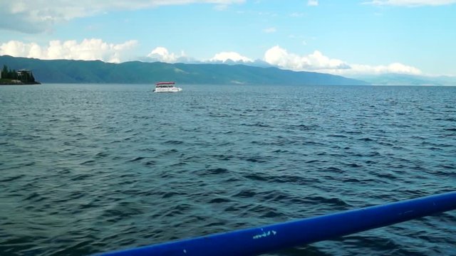 Trip on the boat along the lake Sevan in Armenia