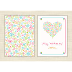 Fototapeta premium Invitation card for wedding, birthday, St. Valentine. Ornament of flowers and hearts. Pattern with chamomile. The front and back side. Vector illustration.