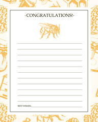 Bee Garden - vector hand drawn template card.