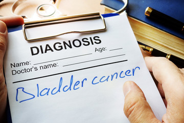 Diagnosis bladder cancer in a medical form.