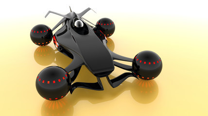 Naklejka na ściany i meble 3D illustration of a flying transport