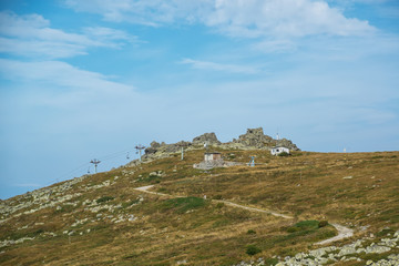 Beautiful landscape with stones and magnificent cloudy sky. Vitosha mountain, Sofia, Bulgaria.