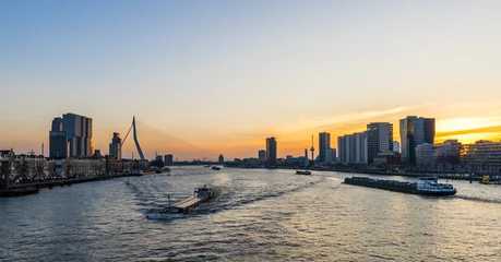 Foto op Canvas Rotterdam Nieuwe Maas with Ships © Daan
