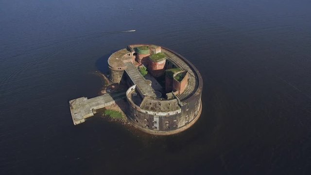 Aerial view of Fort Alexander I near Kronstadt and Saint Petersburg