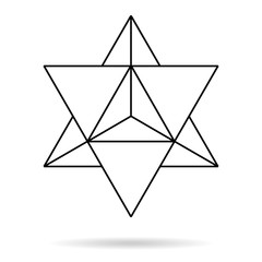Sacred geometry. merkaba thin line geometric triangle shape. esoteric or spiritual symbol. isolated on white background. Star tetrahedron icon