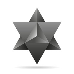 Sacred geometry. merkaba thin line geometric triangle shape. esoteric or spiritual symbol. isolated on white background. Star tetrahedron icon