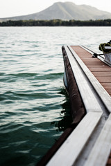Detail of an empty jetty in a lake