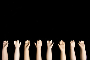 Zombie Doll Hands Frame Black Background